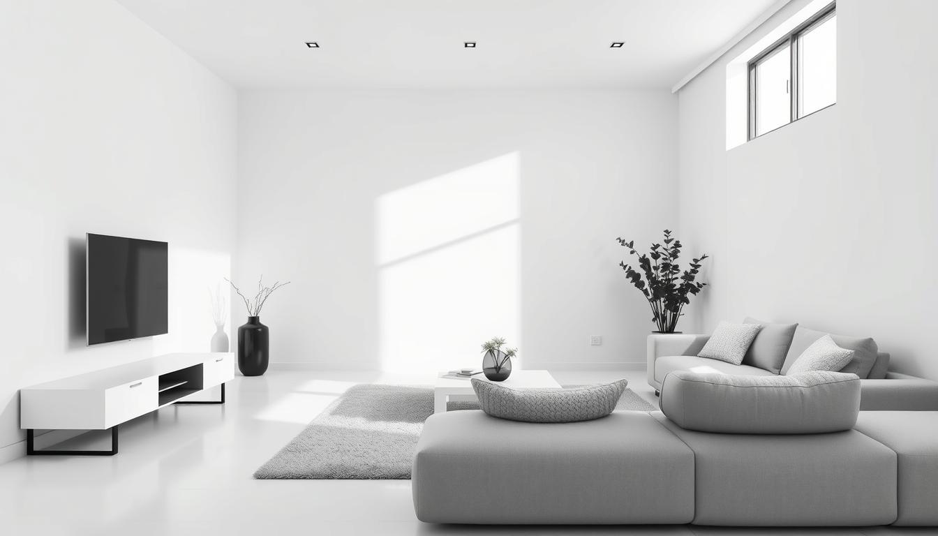 black and white home interior